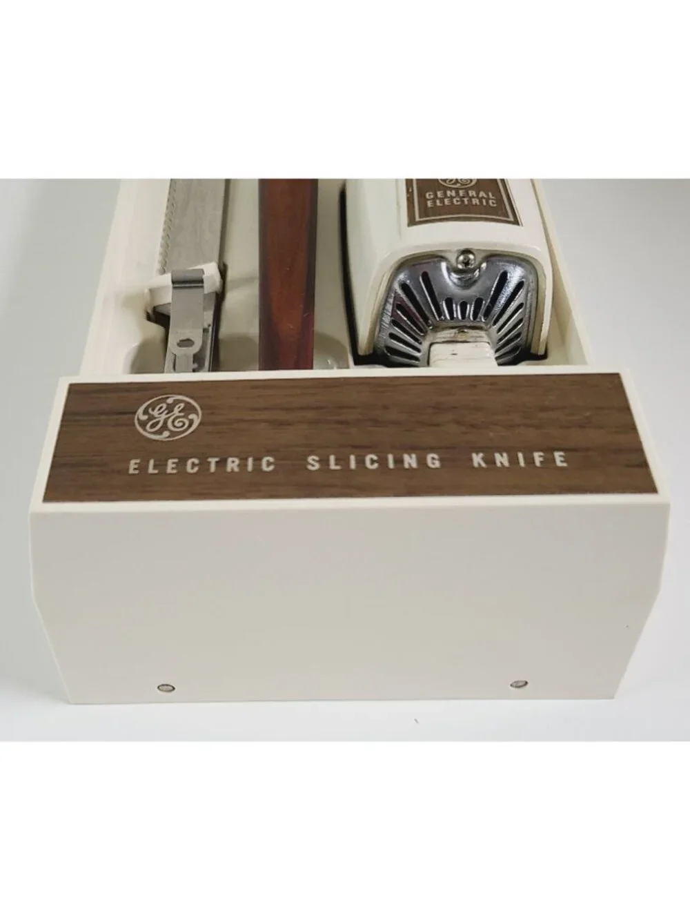 Vintage General Electric Electric Slicing Knife Set W/ Fork Box & Hanging Caddy